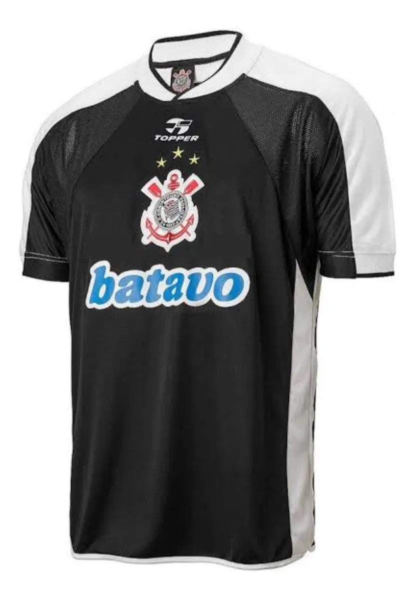 Camisa Corinthians Retrô 2000 Topper Masculina - Preta e Branca
