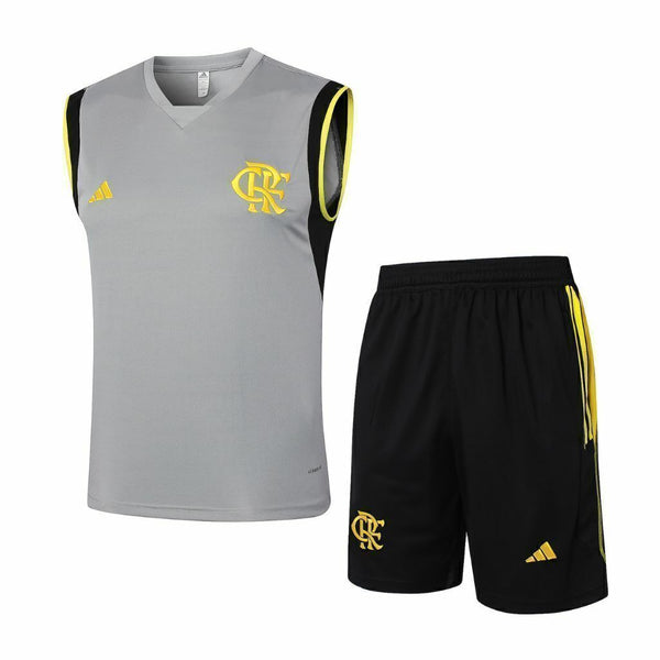 Conjunto Regata Flamengo - Cinza, Preto e Amarelo