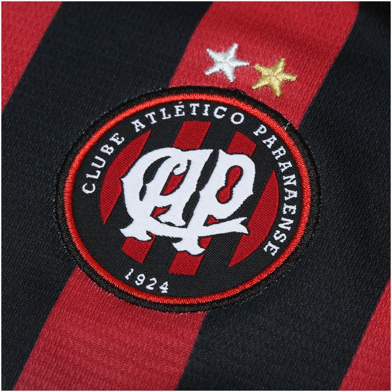 LCamisa do Atlético-PR I 2017 nº 10 Umbro - Listras Preta e Vermelha