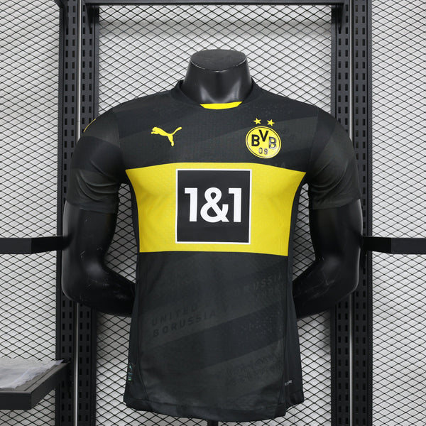 Camisa Borussia Dortmund Away 2024/25 Jogador Puma Masculino com Patch - Preta e Amarela