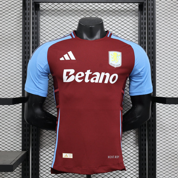 Camisa Aston Villa Home 2024/25 Jogador Adidas Masculino com Patch - Grená e Azul