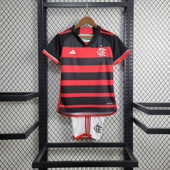 Kit Infantil Flamengo 24/25 Home Adidas - Vermelha e Preta