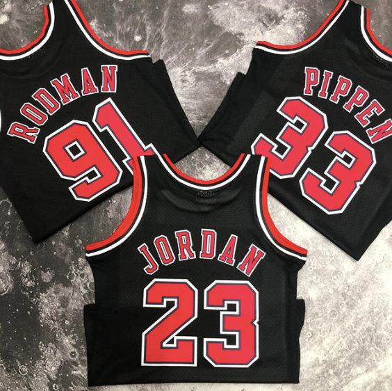 Kit NBA Bulls Jordan 23 Pippen 33 Rodman 91 - Preta