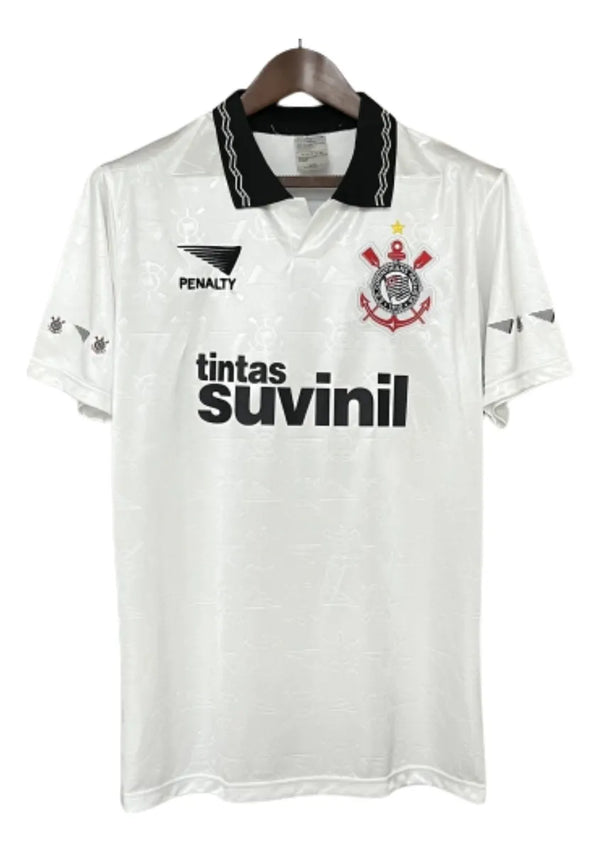 Camisa Corinthians Retrô 1995 Home Penalty Masculina - Branca e Preta