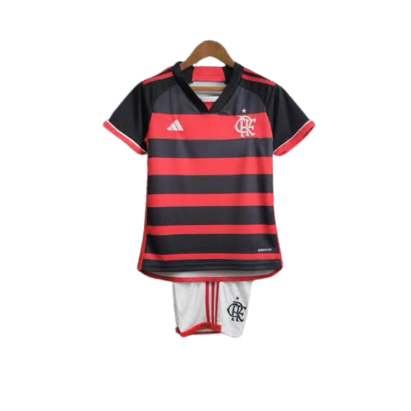Kit Infantil Flamengo 24/25 Home Adidas - Vermelha e Preta