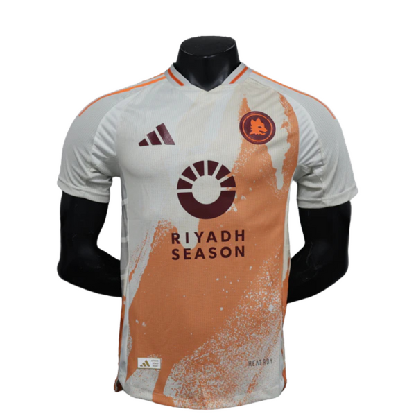 Camisa Roma Away 2024/25 Jogador Adidas Masculino com Patch - Branca e Laranja