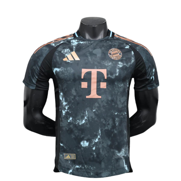 Camisa Bayer de Munique Away 2024/25 Jogador Adidas Masculino com Patch - Preta, Azul e Dourada