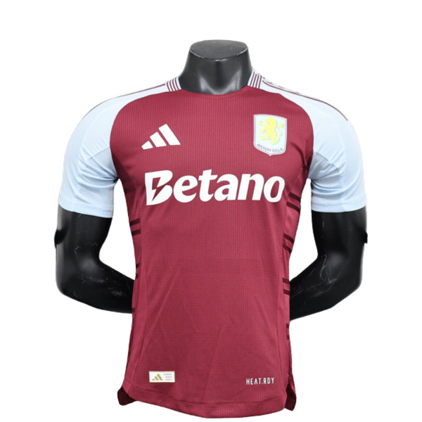 Camisa Aston Villa Home 2024/25 Jogador Adidas Masculino com Patch- Vinho e Branca