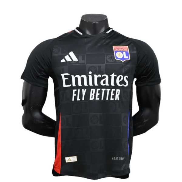 Camisa Lyon Home 2024/25 Jogador Adidas Masculino com Patch - Preta, Branca, Azul e Vermelha