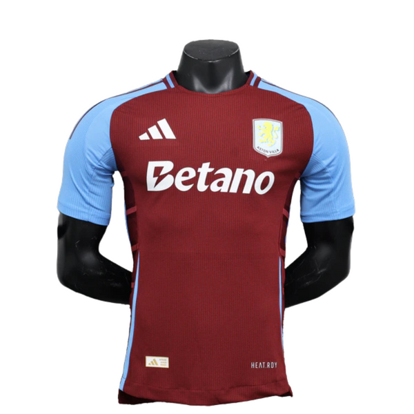 Camisa Aston Villa Home 2024/25 Jogador Adidas Masculino com Patch - Grená e Azul