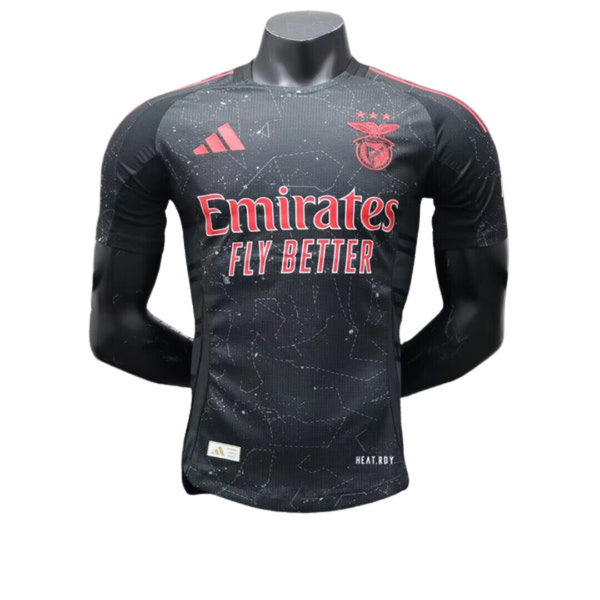 Camisa Benfica Away 2024/25 Jogador Adidas Masculino com Patch - Preta e Vermelha