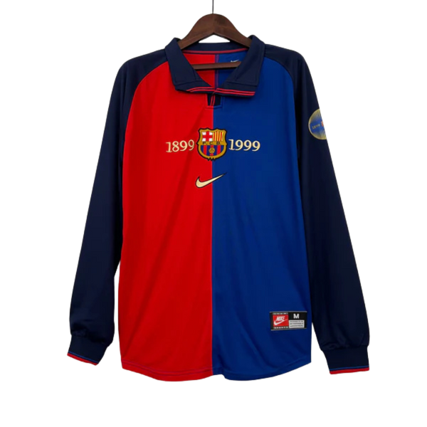 Camisa Manga Longa Retrô Barcelona 1899/99 Nike - Azul e Grená