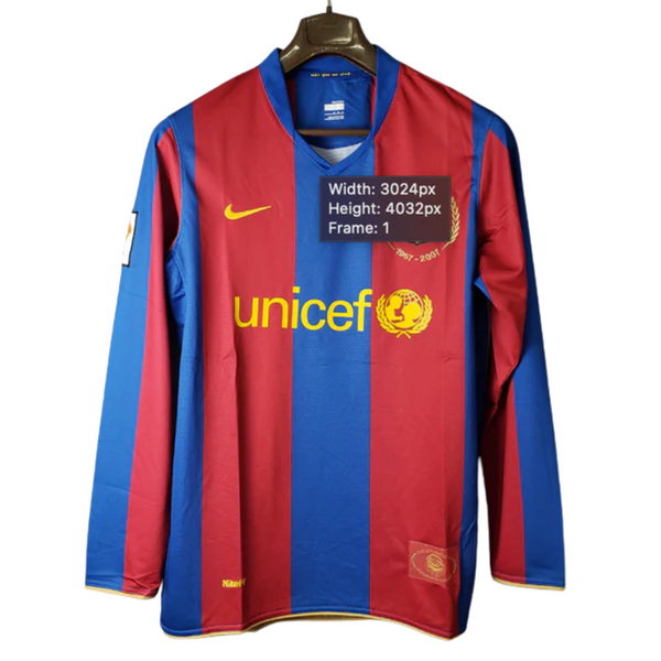 Camisa Manga Longa Barcelona 07/08 Nike - Grená