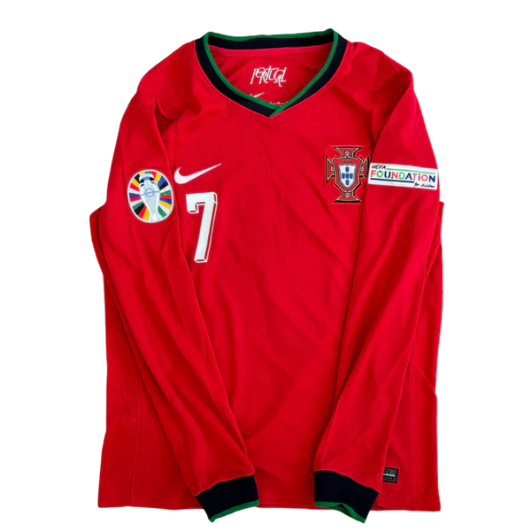 Camisa Portugal 2024/25 Manga Longa - Ronaldo #7 (+Patches)