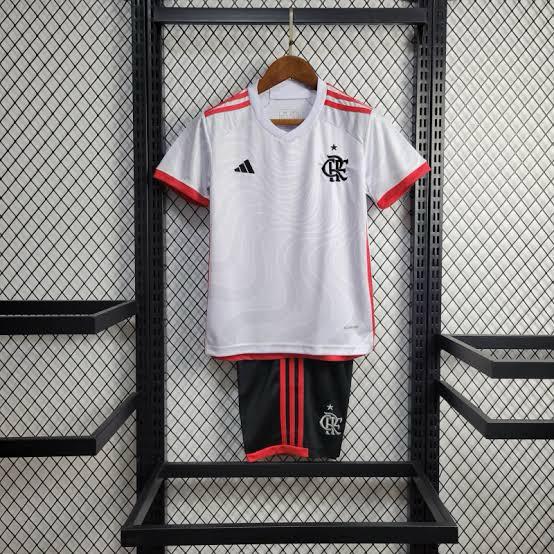 Kit Infantil Flamengo 24/25 Away Adidas - Branca