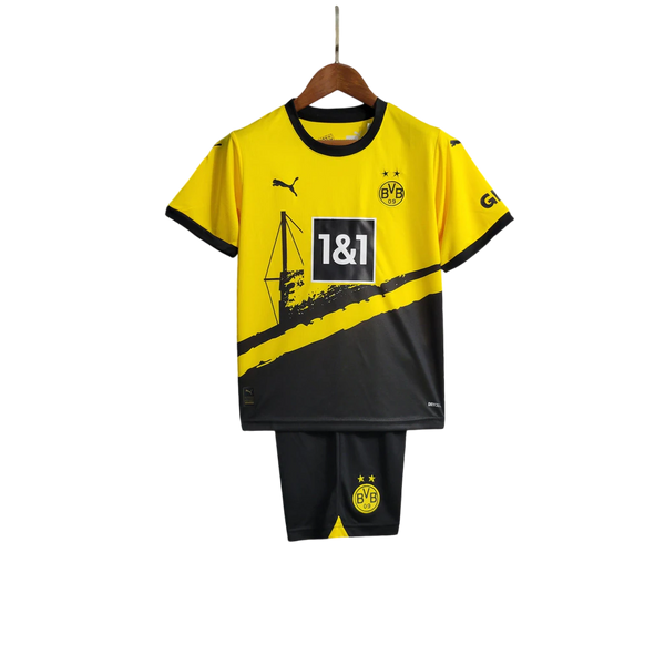 Conjunto Infantil Borussia Dortmund 24/25 Home Puma - Amarelo e Preto
