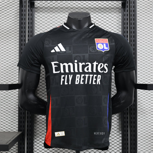 Camisa Lyon Home 2024/25 Jogador Adidas Masculino com Patch - Preta, Branca, Azul e Vermelha