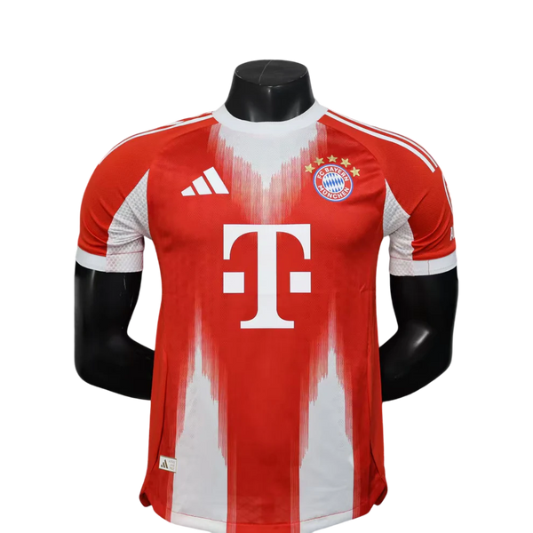 Camisa Bayern de Munich Home 25/26 Jogador Adidas Masculino com Patch - Branco e Vermelho
