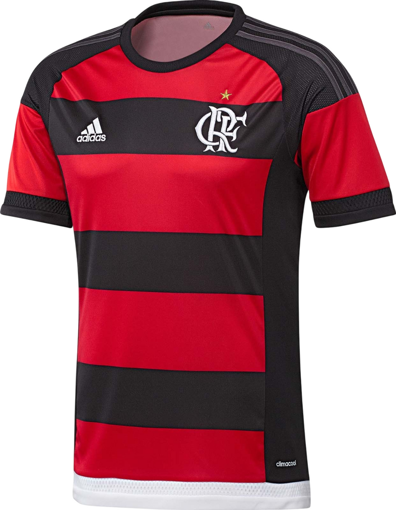 Camisa Flamengo Home 15/16 s/n° Torcedor Adidas Masculina - Vermelha e Preta