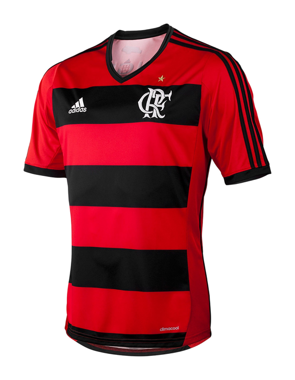 Camisa Flamengo Home 13/14 s/n° Torcedor Adidas Masculina - Vermelha e Preta