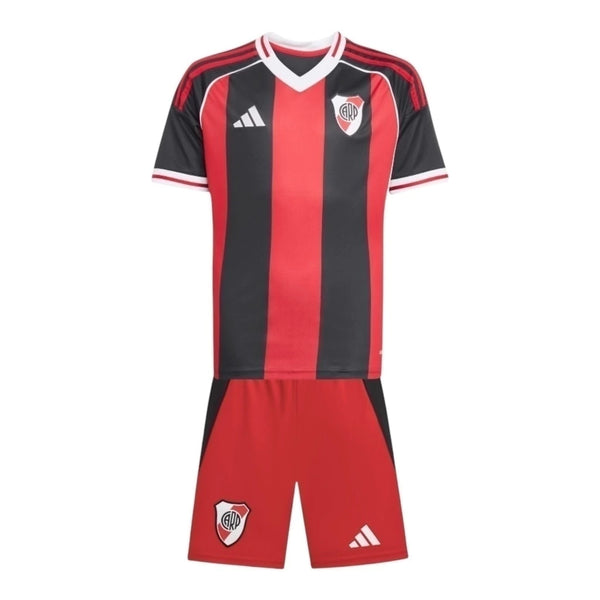 Conjunto Infantil River Plate 25/26 Away Adidas - Vermelho e Preto